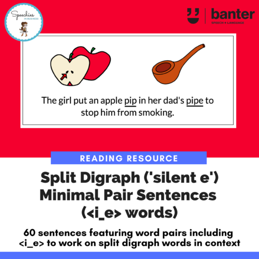 Reading Resource_ Split Digraph (_silent e_) Minimal Pair Sentence i e words